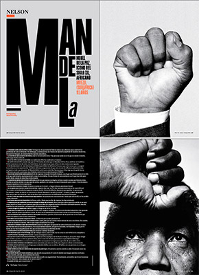 Diseño para el artículo sobre Nelson Mandela de la revista Esquire por la diseñadora gráfica Clara Montagut